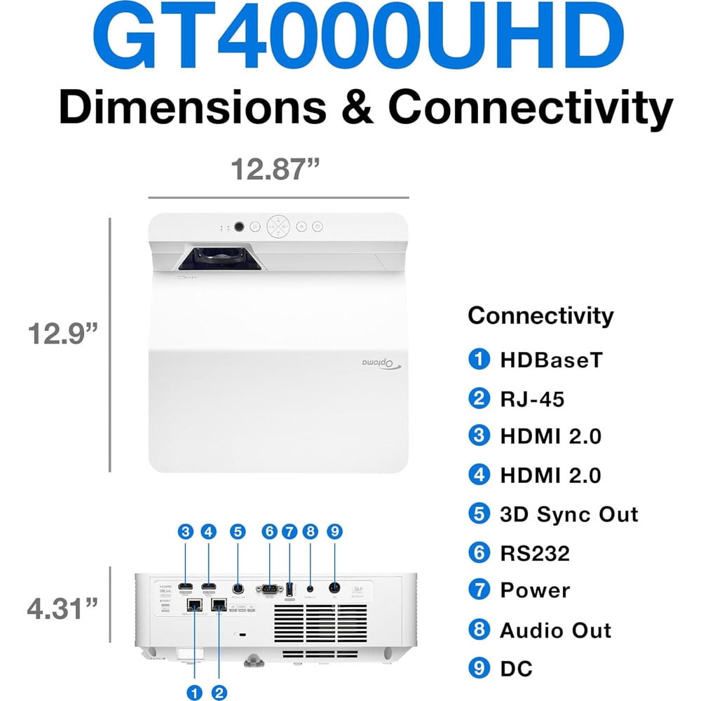 Optoma GT4000UHD Ultra-Short Throw 4K UHD Home Cinema Laser Projector