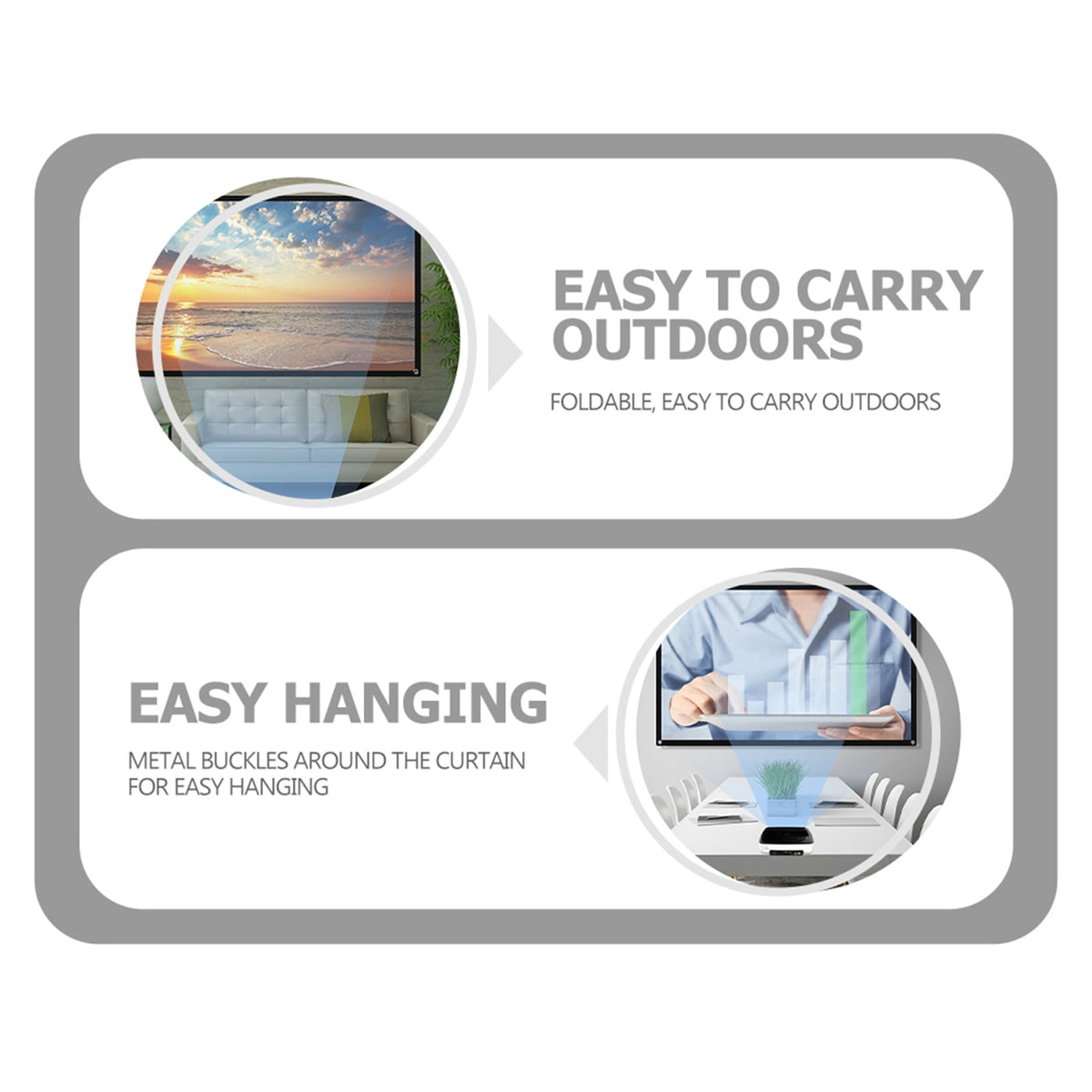 Raindrops Portable Foldable Projection Screen Cloth - Crease-Resistant, Ideal for Home Theater, Office, Classroom, and Outdoor Camping