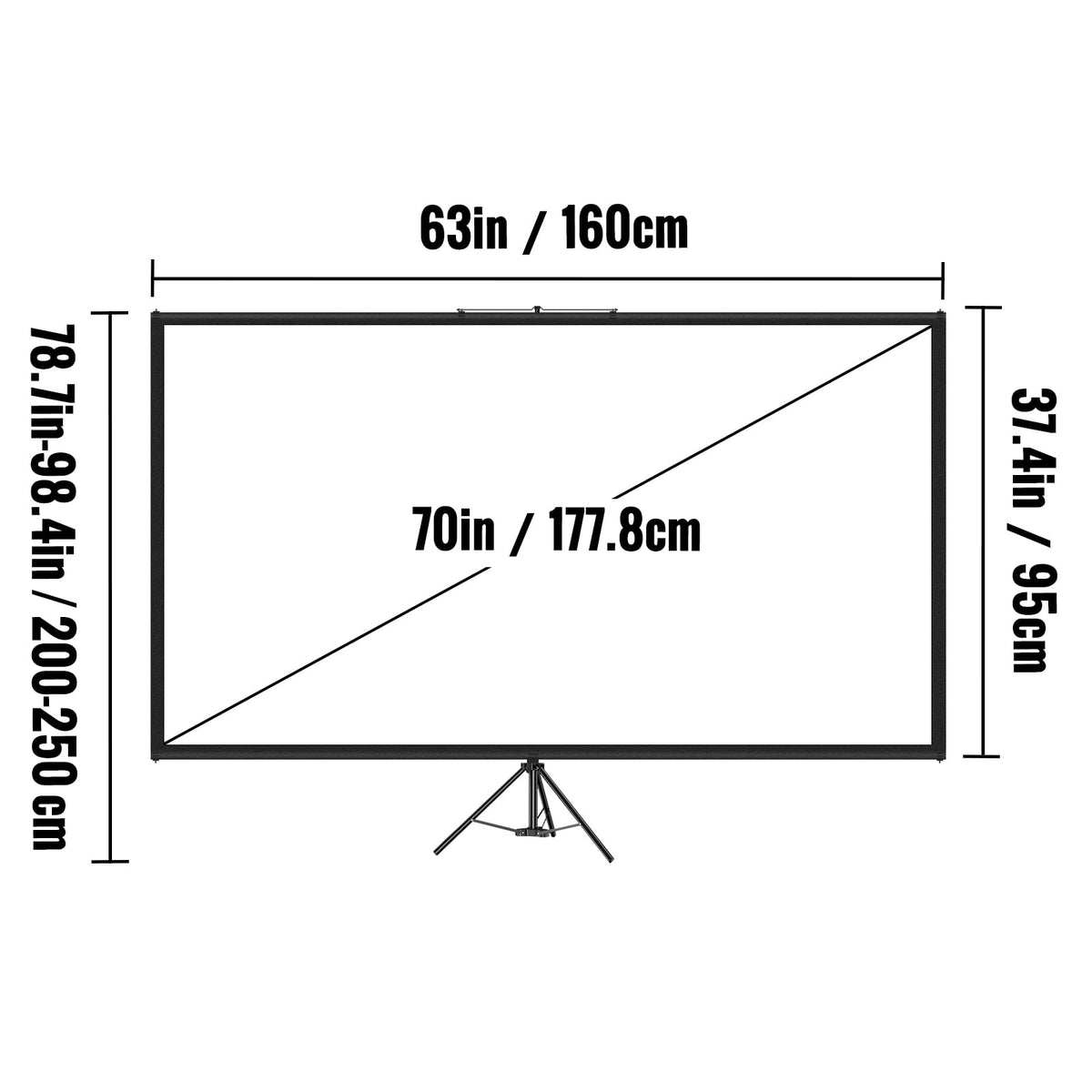 SKYSHALO 70 inch Tripod Projector Screen with Tripod Stand, DM-ABS-70