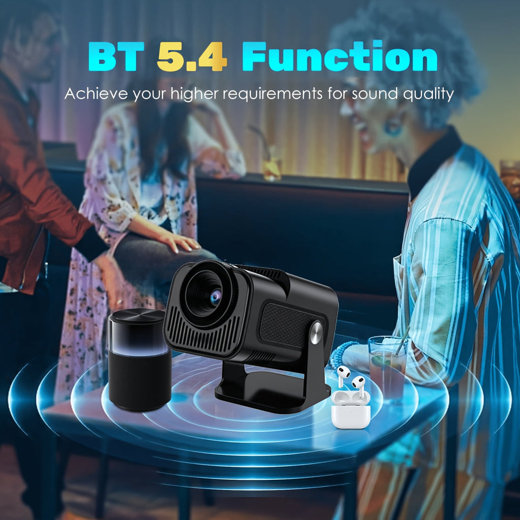 2026 New HD Smart Mini Projector, Native 1080P, Supports 4K, 180° Rotation, Remote Control, No Screen Needed, for Bedroom, Living Room, Office, Camping & Outdoor Entertainment