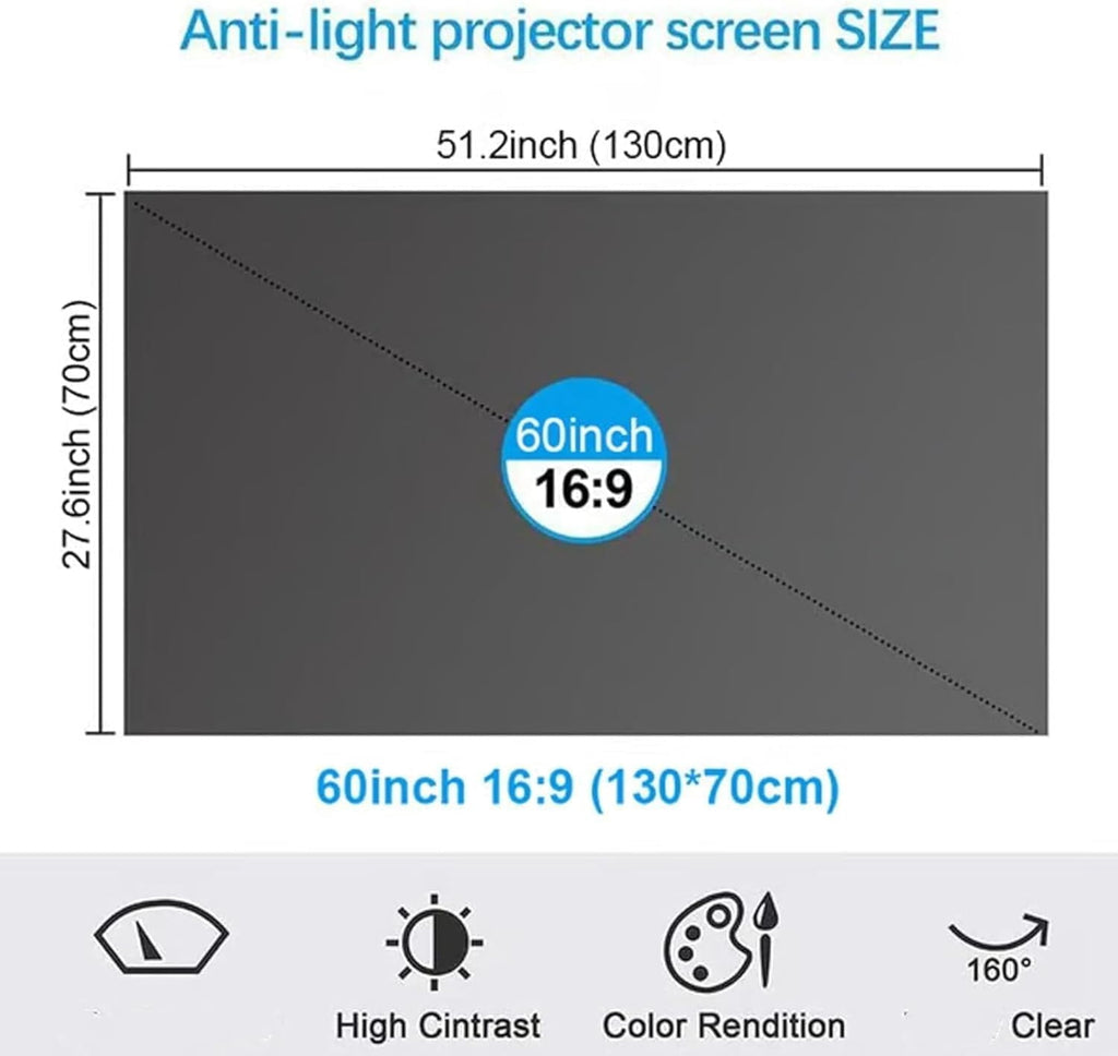 4k Metal Lightproof Foldable Portable Movie Screen, 16:9 HD Anti Light Projector Screen,160°Wide Viewing Angle,for Home Theater,Office,Classroom & Outdoor Use,Easy Install (100in)