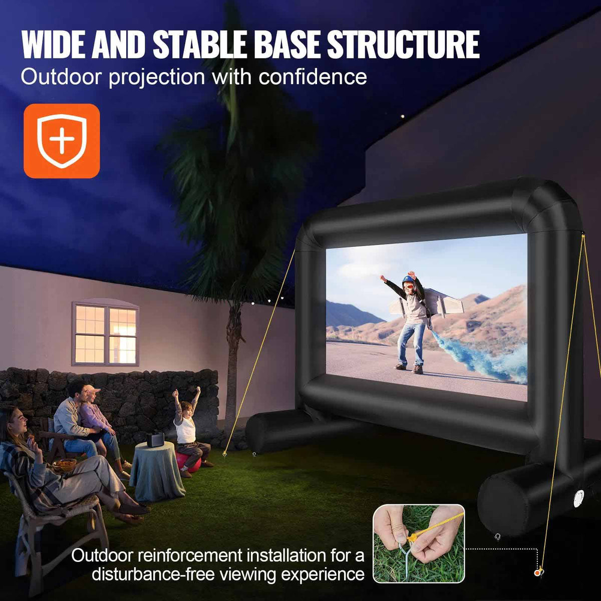 Inflatable Movie Screen, 14 FT Inflatable Projector Screen for Outside with Blower and Carrying Bag, Front/Rear Projection, Oxford Fabric Blow Up Screen