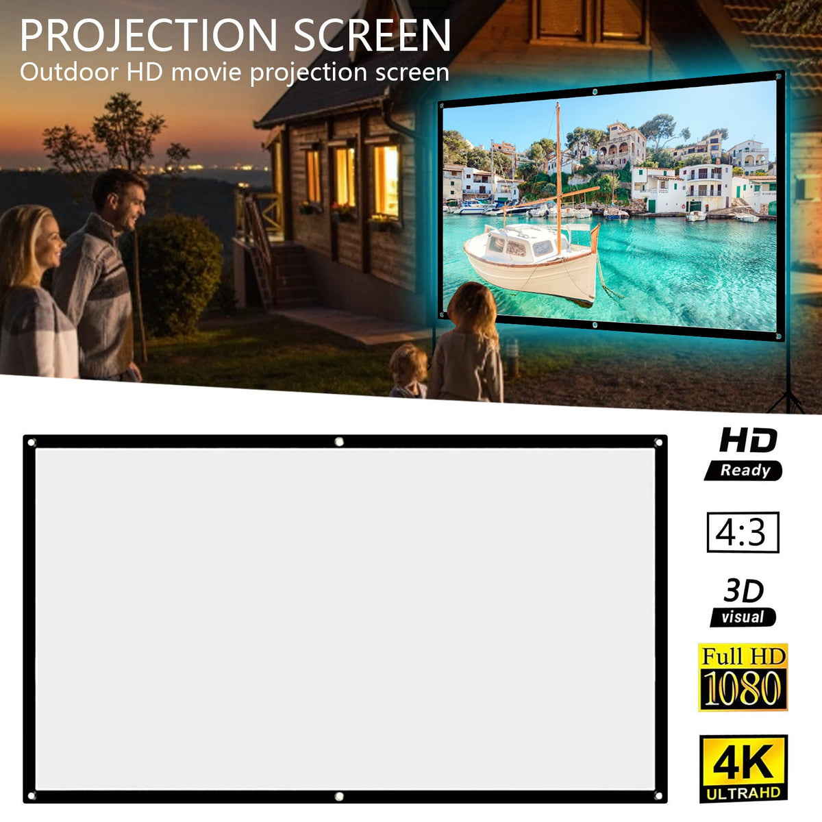 Projector Screen Projection Movies Screen Foldable AntiCrease Portable For Home Outdoor Indoor Support Double Cool Home Gadgets Picture Projector for Drawing Drawing Projector for Adults Outdoor