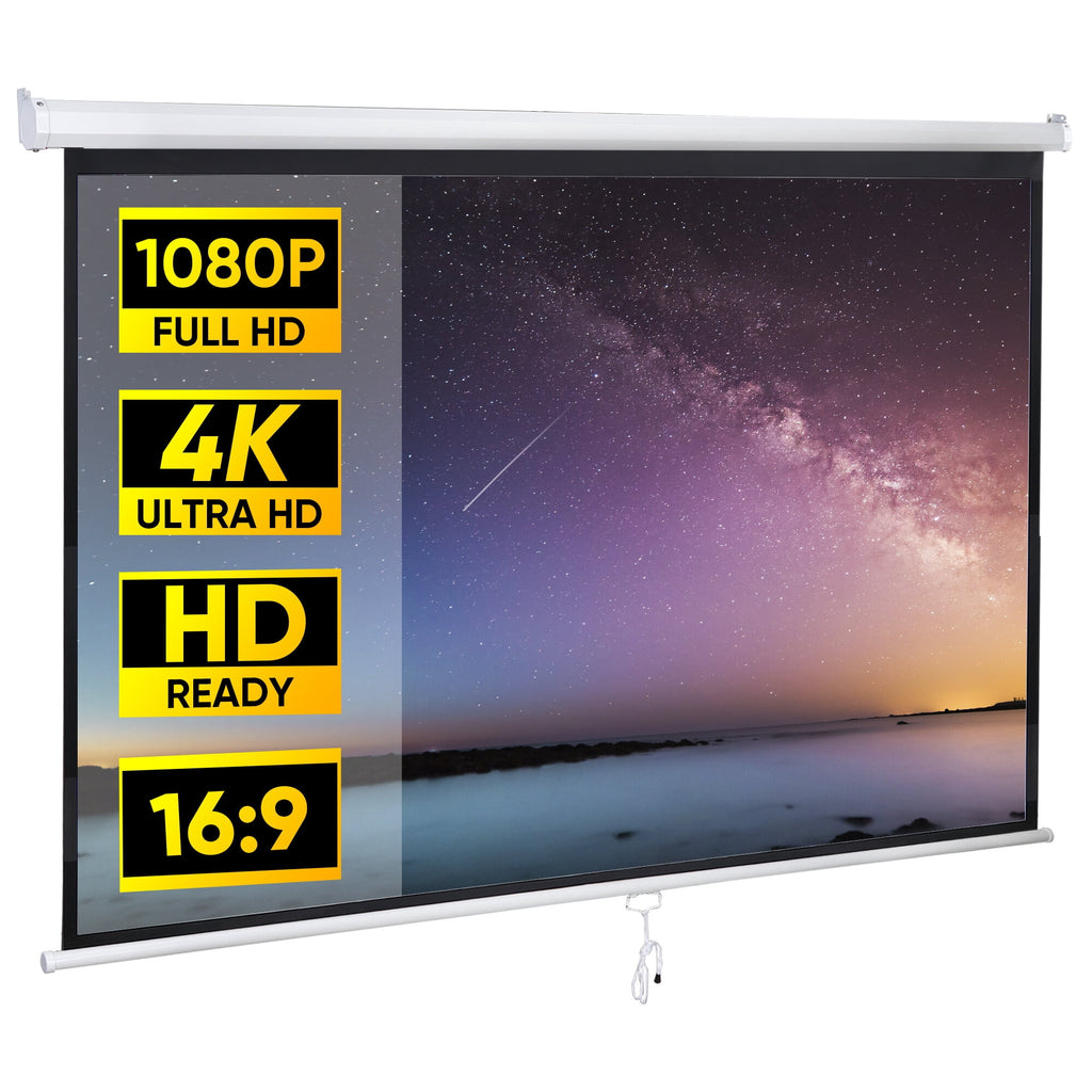 SuperDeal HD 100in Projection Screen 16:9 Auto-Lock Projector 160° View Angle Matte White