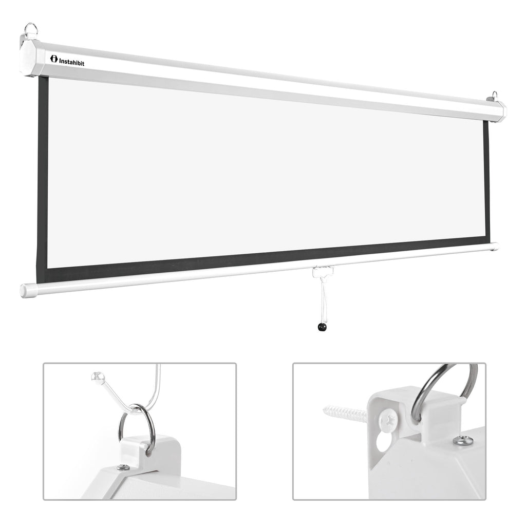 InstaHibit 92" Motorized Projection Screen with Remote Control 16:9 4K 3D HD Electric Projector Screen Wall Mounted Indoor Outdoor Movie Night
