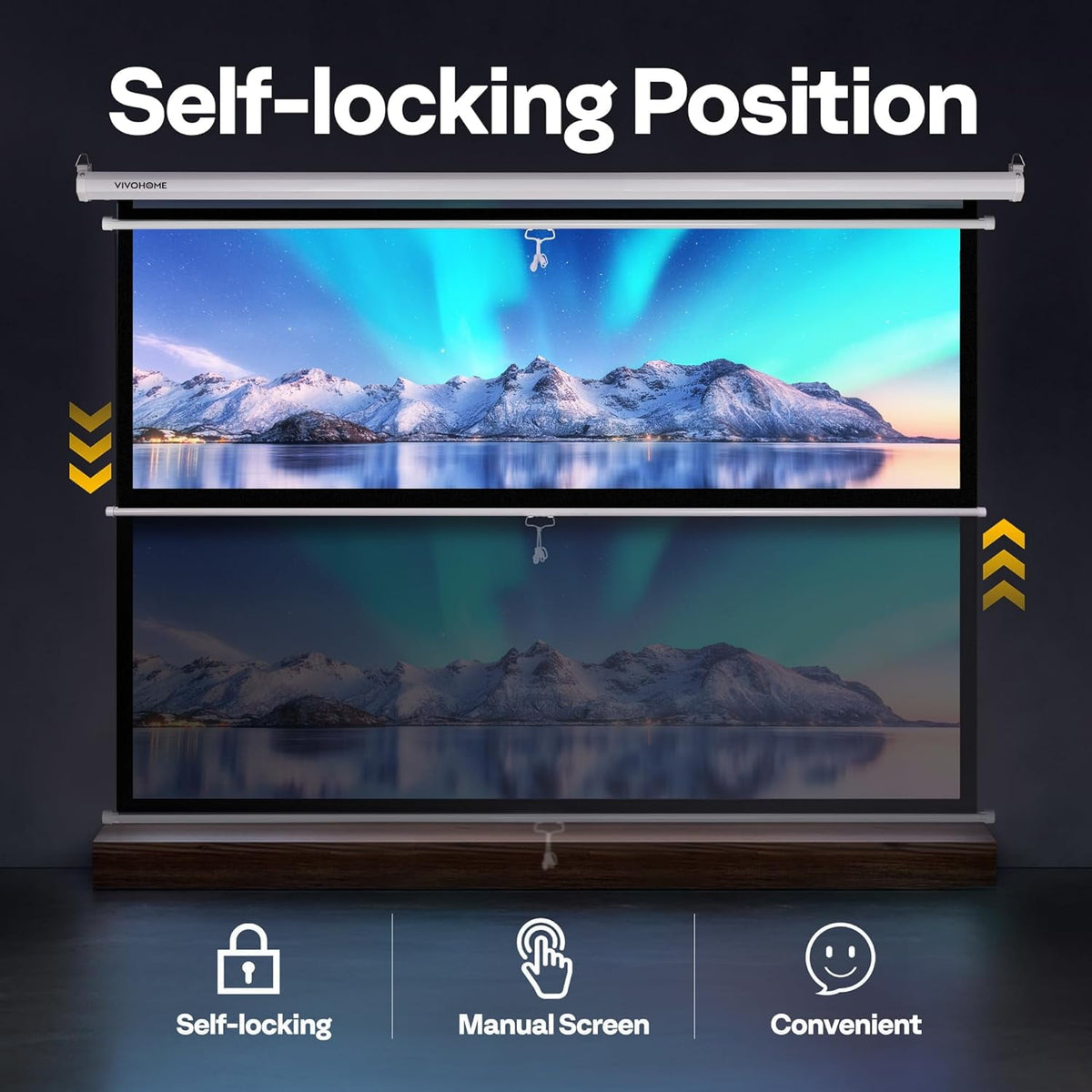 SPECSTAR 80 inch Manual Pull Down Projector Screen, 16:9 HD Retractable Projector Screens for Movie Home Theater Cinema Office Video Game, Black