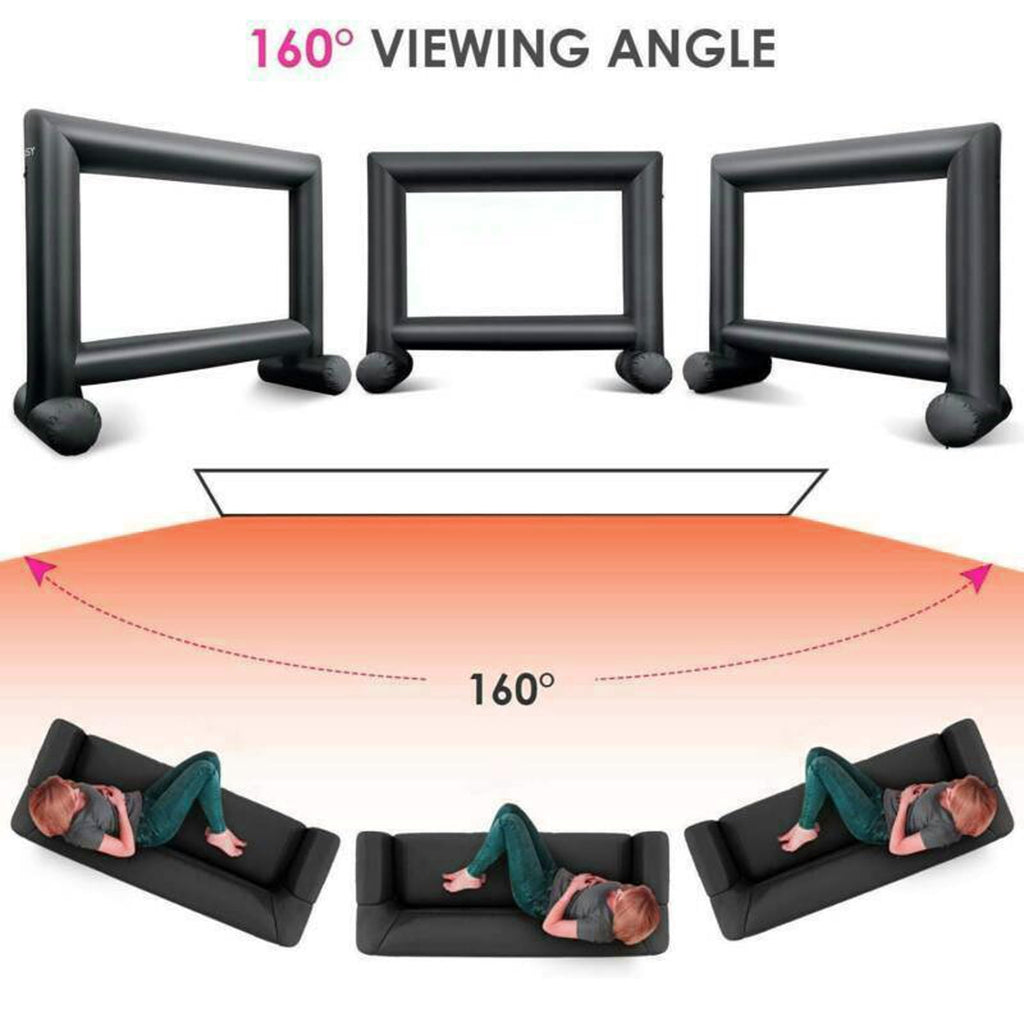 14 Feet Inflatable Projector Screen Outside Blow Up Movie Screen- Includes Inflation Fan, Tie-Downs and Storage Bag- Great for Outdoor Party Backyard Pool Fun