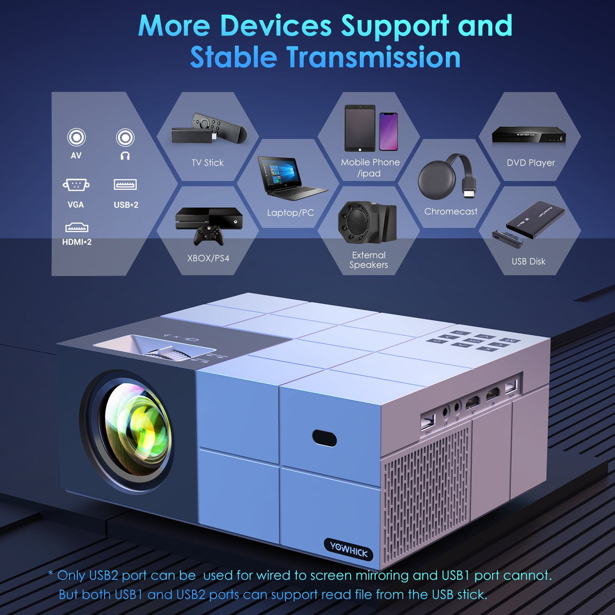 WiFi & Bluetooth 4K Projector, Full HD Native Movie Projector, Zoom Function & Keystone