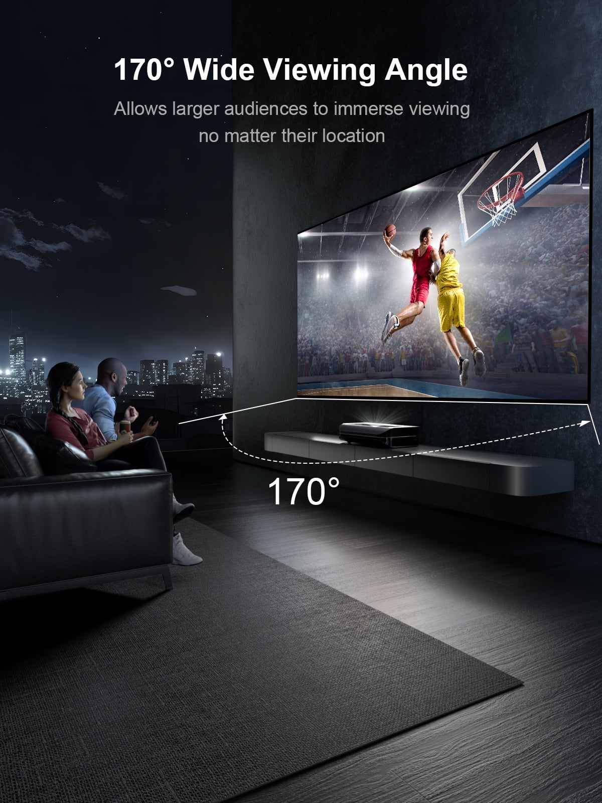 AWOL VISION 120" 16:9 Projector Screen, Fixed Frame Wall Mount Matte White Screen Compatible all type projectors MW-120