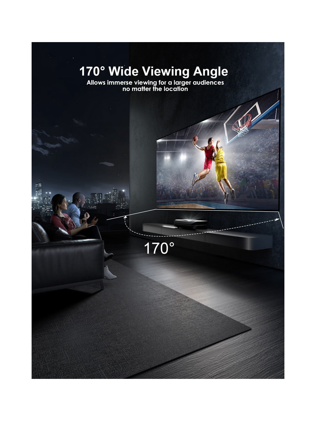 AWOL VISION 120" 16:9 Projector Screen, Fixed Frame Wall Mount Matte White Screen Compatible all type projectors MW-120