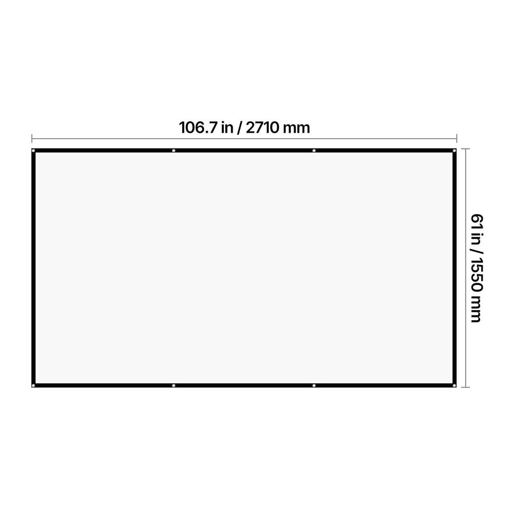 VEVOR Projector Screen, 120 inch 16:9 4K 1080 HD Projection Screen, Wall Mounted Projection Dispaly Projector with 8 Hooks and Double-Sided Tapes, Portable Moive Canvas for Family Home Office Theater
