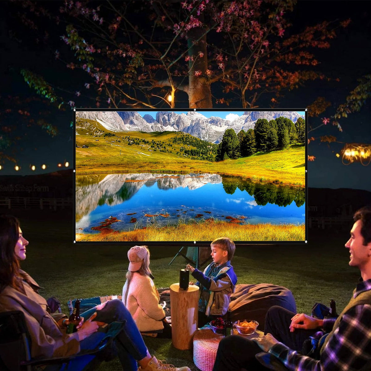 NSESSHome Projector Screen Movie Projector Screen 16:9 Foldable And Portable AntiCrease Indoor Outdoor Projection Double Sided Video Projector Screen For Home, Party,Camp