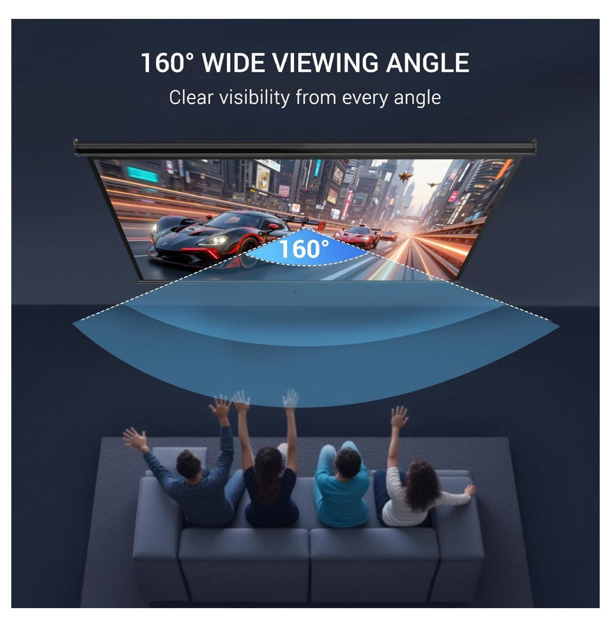 SONGMY 100 Inch Outdoor Projector Screen 16:9 - HD Pull Down Projection Screen, Portable Folding Home Theater Movie Screen for Indoor Outdoor Use