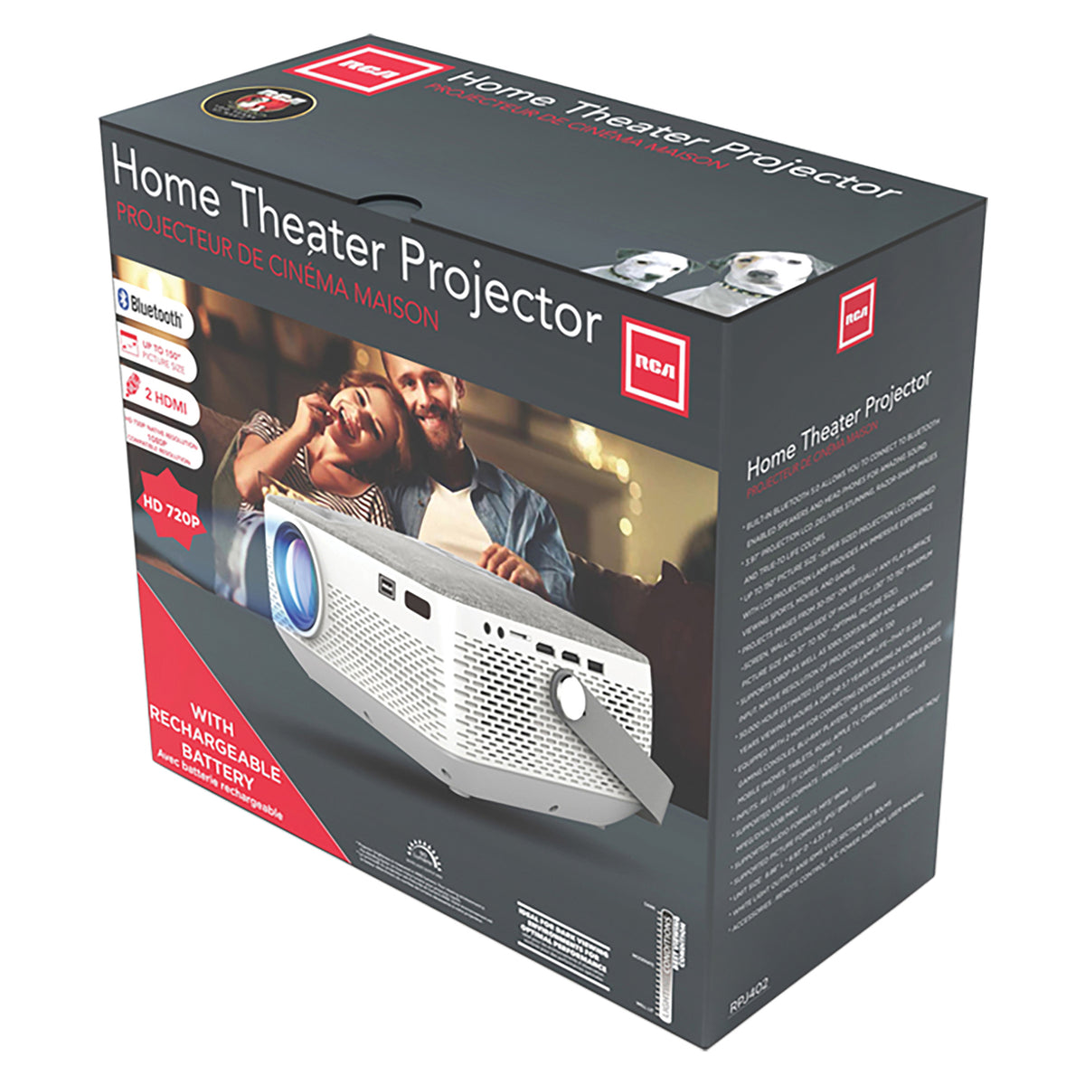 RCA 720P BLUETOOTH PROJECTOR WITH RECHARGABLE BATTERY