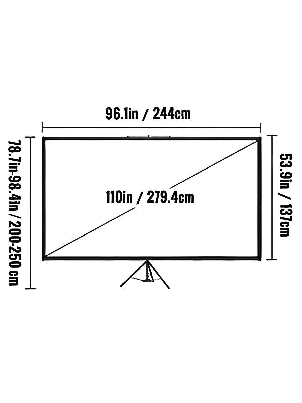 VEVOR Tripod Projector Screen with Stand 70 inch 4K HD 16:9 Home Cinema Portable