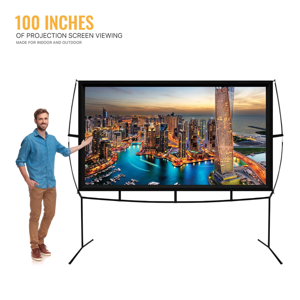 Khomo Gear Jumbo 120 inch 16:9 Portable Outdoor and Indoor Theater Projector Screen with Stand Legs