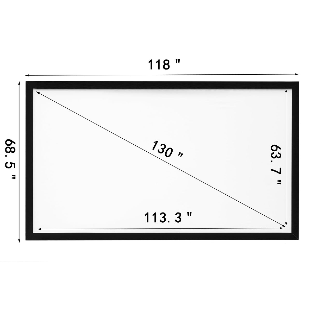 KFFKFF 130 inch Projector Screen Fixed Frame 16:9 Movie Screen Fixed Frame 3D Projector Screen for 4K HDTV Movie Theater