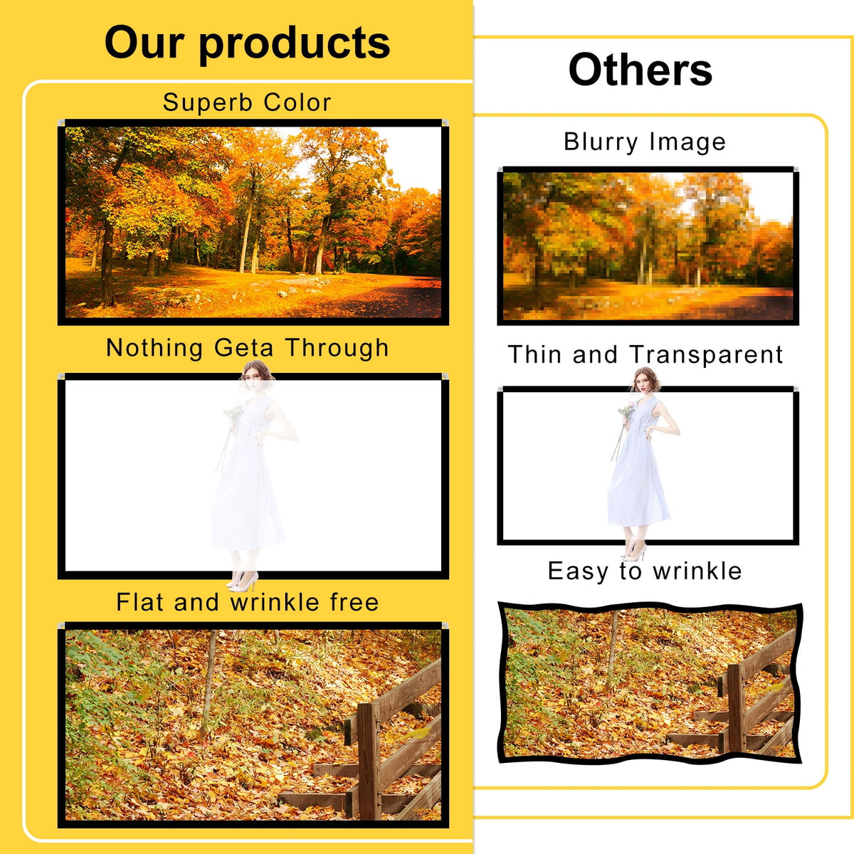 HOIN 100 inch Outdoor Projector Screen and Stand,16:9 Foldable Movies Screen Home Theater with Carry Bag