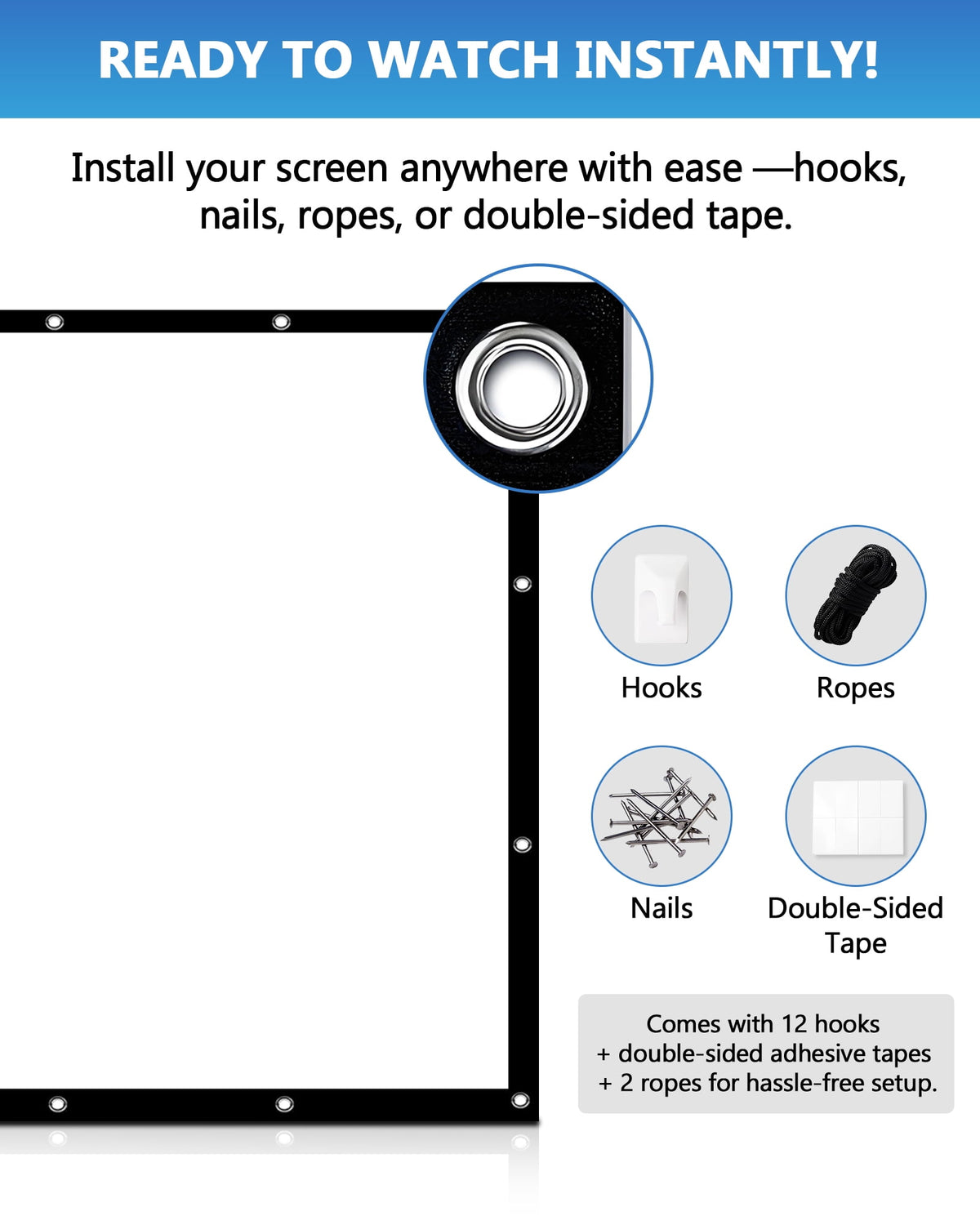 120 inch Projector Screen 16:9, 4K HD Indoor Outdoor Wall Mount Foldable Portable Movie Screens, Anti-Crease Projection Screen for Home Theater