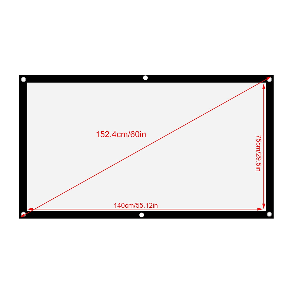 BIMZUC 40 inches / 101.6 cm 16:9 Thicken Portable Non Crease Soft White Polyester Projector Curtain Projection Screen 1.4-2.3 Meters Viewing Distance for Home Theater Indoor Outdoor