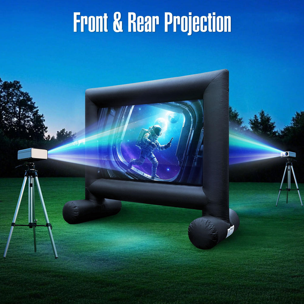 12FT Outdoor Inflatable Movie Projector Screen with Built-in Fan, Front & Rear Projection