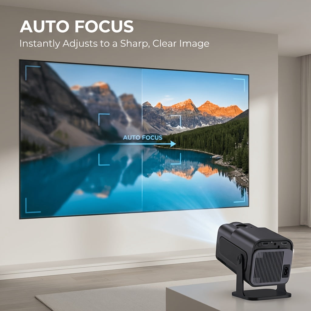 Portable Smart Projector Native 1080P with 4K Support, WiFi 6 & Bluetooth 5.4, Android 11, Wireless Screen Mirroring, USB/HD Connectivity, Auto Keystone, Outdoor Home Theater Gaming Projector