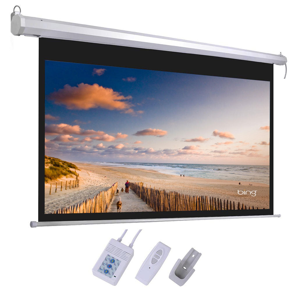 92 Inch Motorized Projector Screen 16:9 with Remote Control, 80x45 Inch Viewing Area Matte White, Wall Ceiling Mount for Home Theater