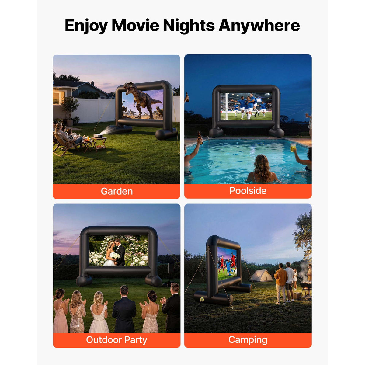 KFFKFF Inflatable Movie Screen, 14 ft Outdoor Projection Screen with Storage Bag, Dual-Sided Viewing, Quick Setup, Perfect for Backyard Movie Nights and Events