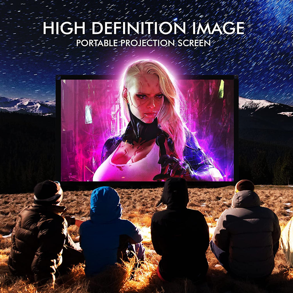 Pyle Projector Screen with Stand - 120" 16:9 HD 4K Portable Lightweight Freestanding Foldable Outdoor Movie Projection Display with Frame for Home Theater