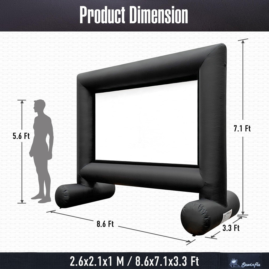 12FT Outdoor Inflatable Movie Projector Screen with Built-in Fan, Front & Rear Projection