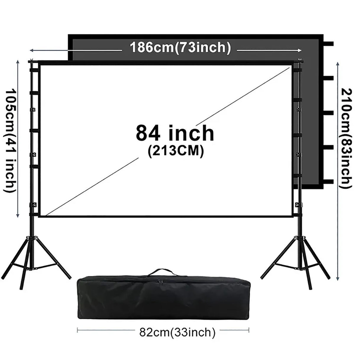 GAINVANE Projector Screen with Stand,100 inch 16:9 4K 3D Indoor Outdoor Movie Screen,Wrinkle Resistant,Suitable for Home Theater Movies Night