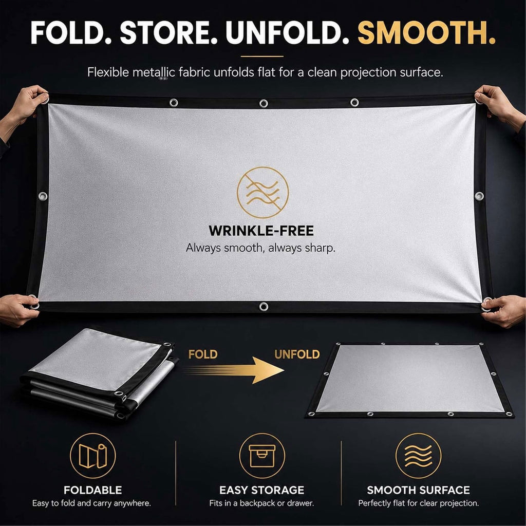 Metallic Anti-Light Projector Screen, 4K HD 16:9 ALR Projection Screen, Foldable Portable Outdoor Movie Screens, Wall Mount Display for Home Theater, Office and Camping,72in
