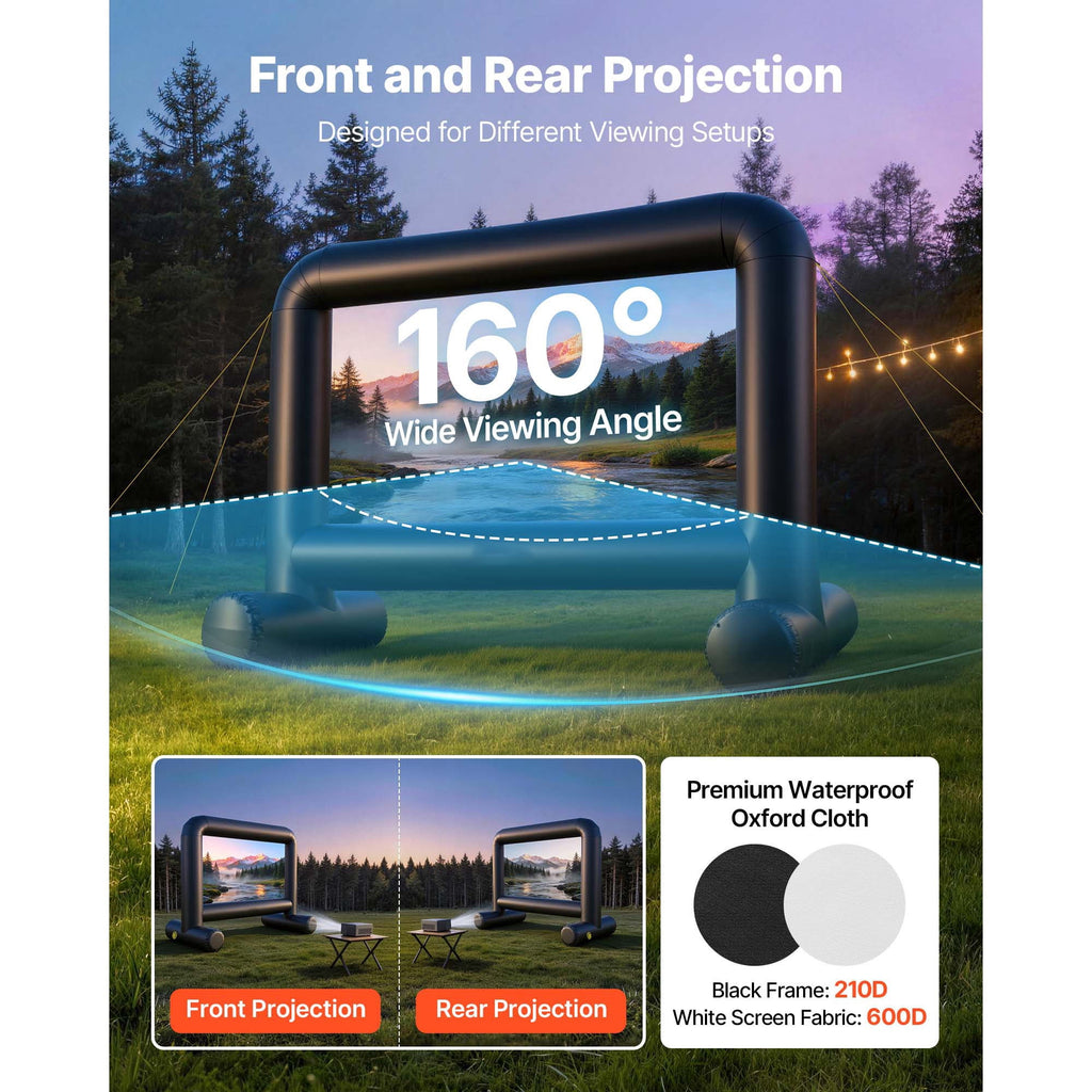 KFFKFF Inflatable Movie Screen, 14 ft Outdoor Projection Screen with Storage Bag, Dual-Sided Viewing, Quick Setup, Perfect for Backyard Movie Nights and Events