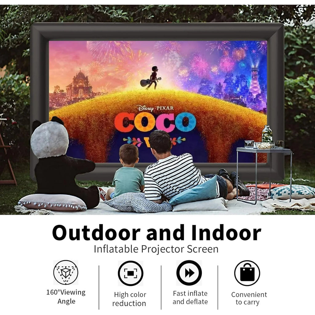 PPXIA 30ft Outdoor Inflatable Projection Screen with Air Blower, Front & Rear Viewing for Movie Nights, Backyard