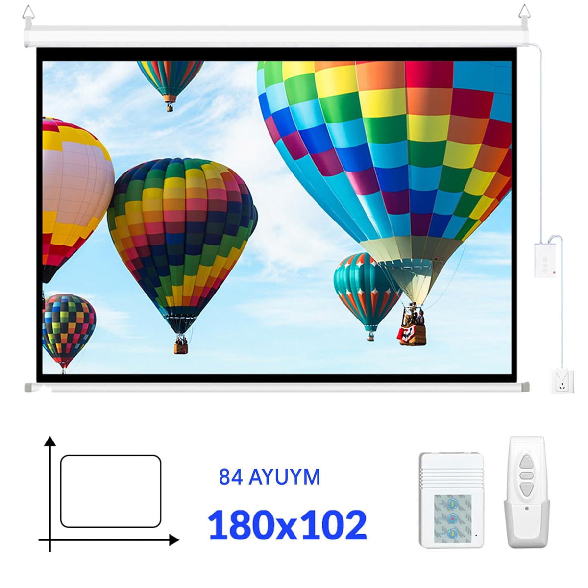 GAINVANE Projector Screen Motorized with Remote, 16:9 4k, 84 Inch Auto Electric Projection Screen, HD 4K Movie Screen for Home Theater, Cinema, Office