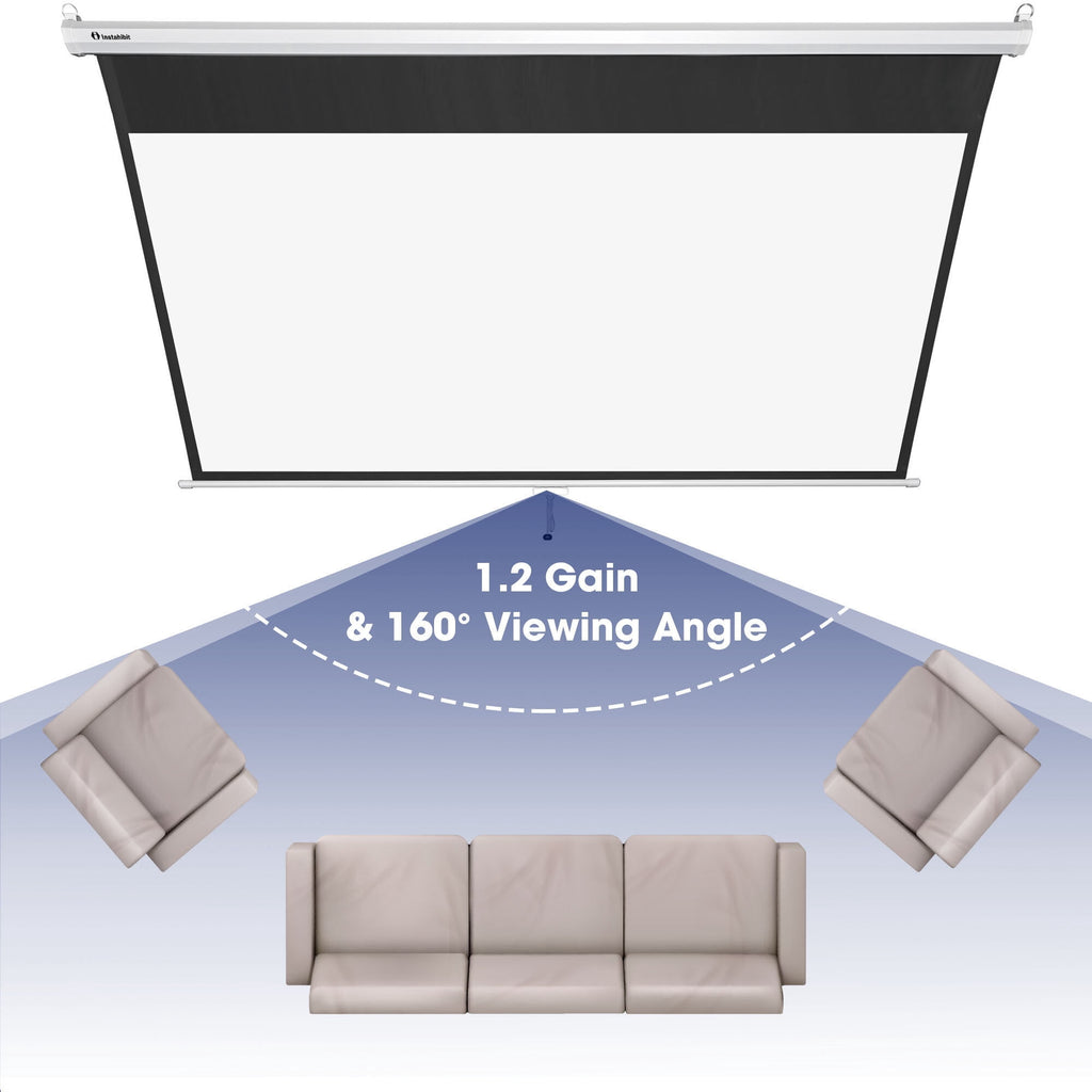 InstaHibit 92" Motorized Projection Screen with Remote Control 16:9 4K 3D HD Electric Projector Screen Wall Mounted Indoor Outdoor Movie Night