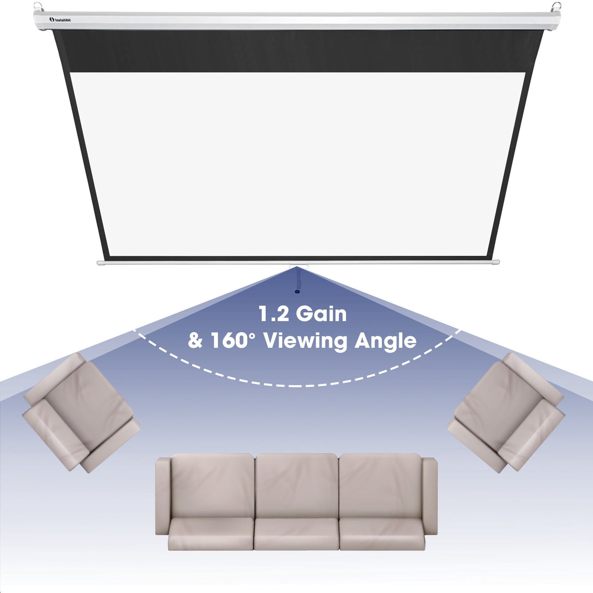 InstaHibit 92" Motorized Projection Screen with Remote Control 16:9 4K 3D HD Electric Projector Screen Wall Mounted Indoor Outdoor Movie Night