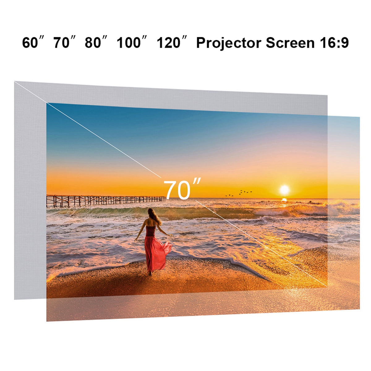 ACAGALA 80 Inch 120 Inch Portable Projector Screen HD 16:9 Frameless Video Projection Screen Foldable Wall Mounted For Home Theater Office Movies