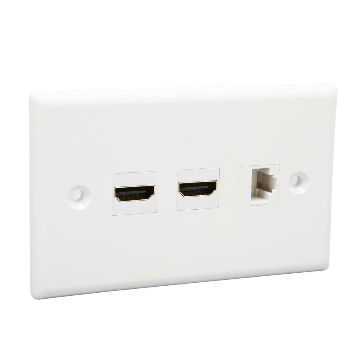 2 Port 4K HD Multimedia Interface Ethernet Wall Plate Soldering Free 1 Port Cat6 Keystone Wall Plate for HDTV Projector
