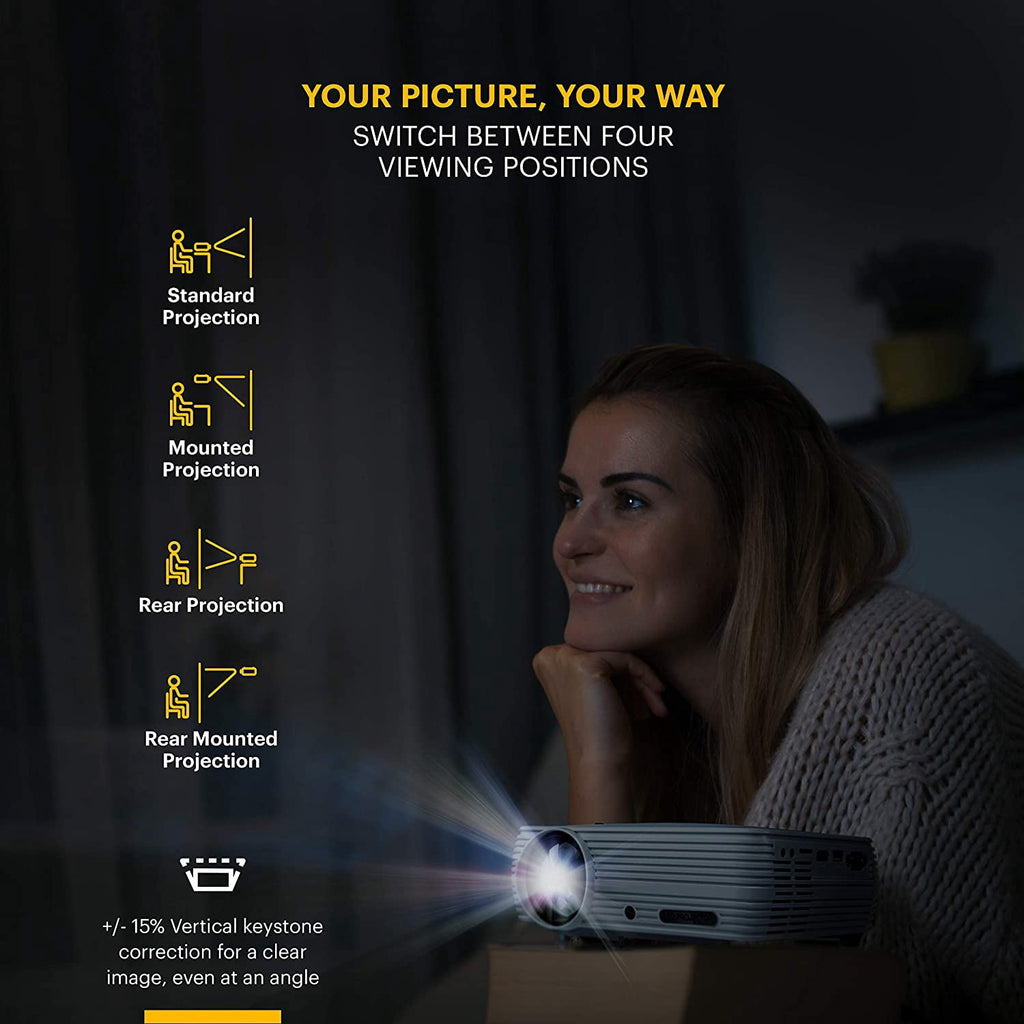 Kodak Flik X4 1080p Home Projector, Portable LED Projector & Home Theater up to 150”