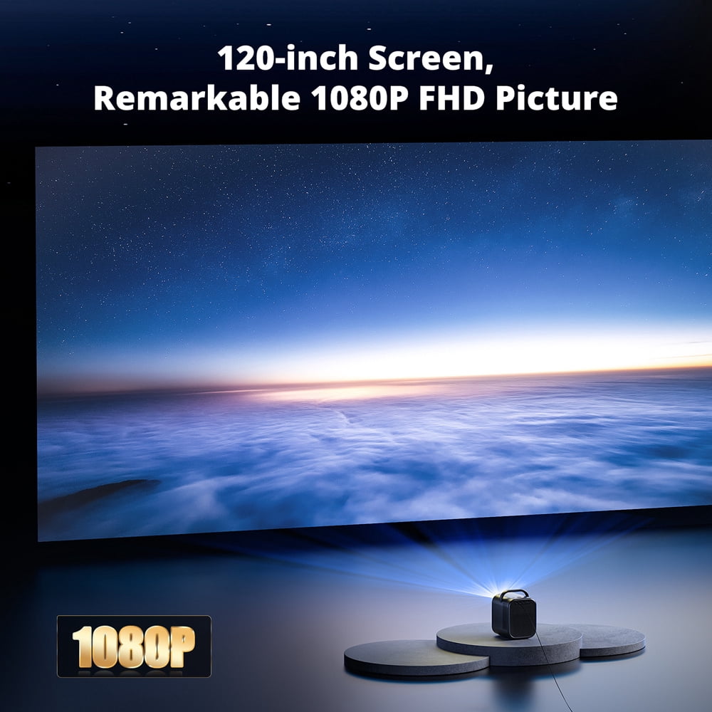 ETOE Seal Pro Smart Portable Movie Projector with Google TV,Officially Licensed Netflix,1080P FHD 4K Supported,1300lm,Auto Focus & Keystone,Dolby Audio