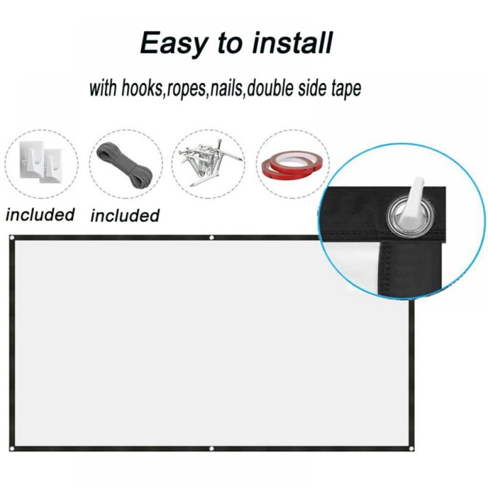 TINKER 60" Diagonal 16:9 Projection Projector Screen HD Manual Pull Down Home Theater