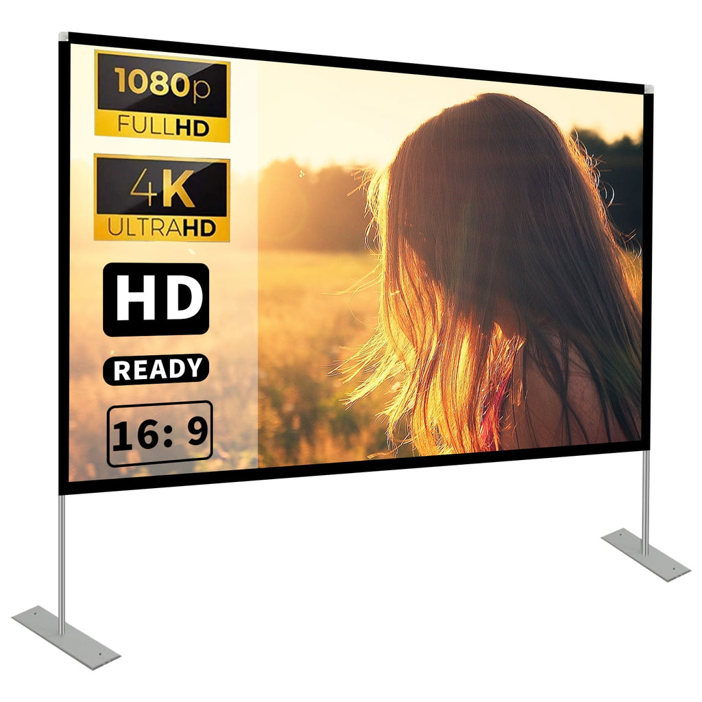HOIN 100 inch Outdoor Projector Screen and Stand,16:9 Foldable Movies Screen Home Theater with Carry Bag