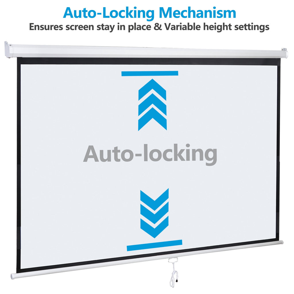 SuperDeal HD 100in Projection Screen 16:9 Auto-Lock Projector 160° View Angle Matte White