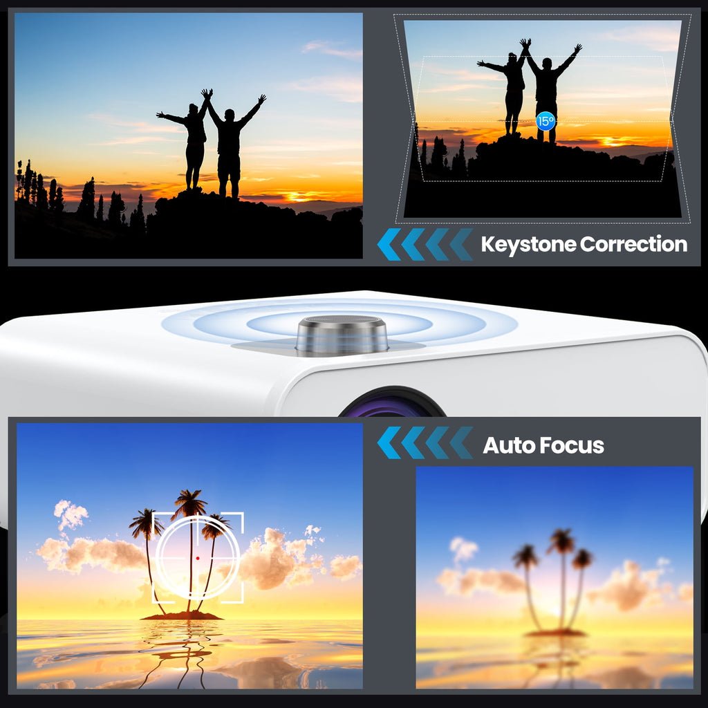 HAPPRUN 1500 ANSI Lumens Smart Projector Compatible with Netflix, 4K Decoding Movie Projector with WiFi & Bluetooth, Auto Focus & Keystone, Built-in Streaming Apps, Outdoor Projector for Home Theater