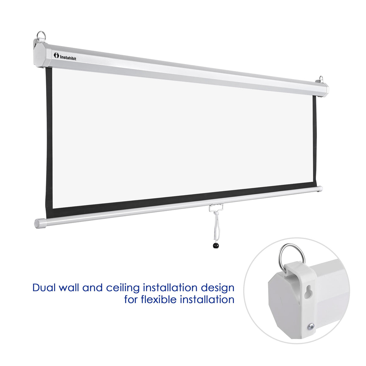 InstaHibit 92" Motorized Projection Screen with Remote Control 16:9 4K 3D HD Electric Projector Screen Wall Mounted Indoor Outdoor Movie Night
