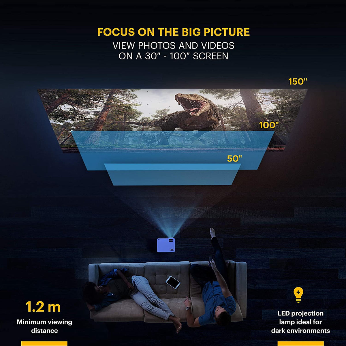 Kodak Flik X4 1080p Home Projector, Portable LED Projector & Home Theater up to 150”