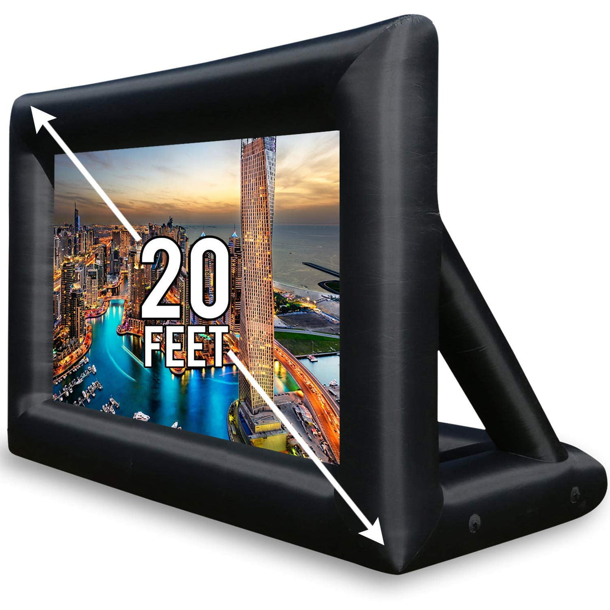 Jumbo 20 Feet Inflatable Outdoor and Indoor Theater Projector Screen - Includes Inflation Fan, Tie-Downs and Storage Bag - Updated Version