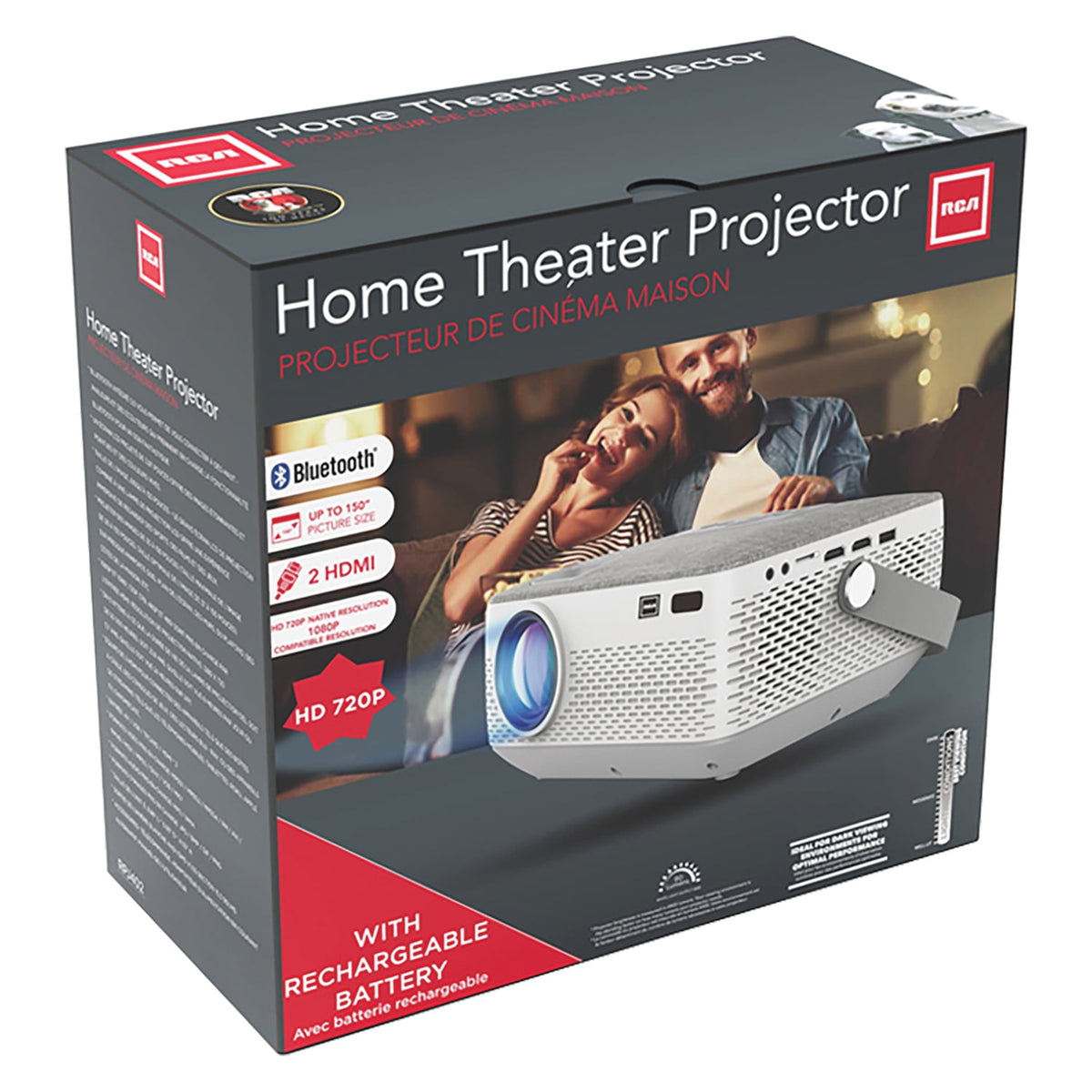 RCA 720P BLUETOOTH PROJECTOR WITH RECHARGABLE BATTERY