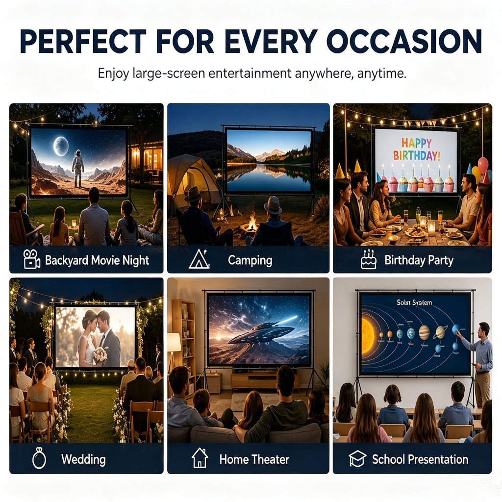 HVKDIEB Grey ALR Projector Screen with Stand, Portable 84 Inch 16:9 Projection Screen with Double Tripod & Carry Bag for Indoor Outdoor Home Theater Movie Night